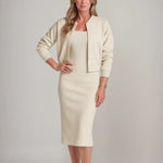 Karin | Conjunto de Vestido Midi Y Chaqueta Bomber De Canalé Alba Madrid