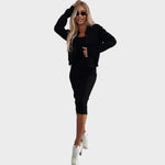 Karin | Conjunto de Vestido Midi Y Chaqueta Bomber De Canalé Alba Madrid