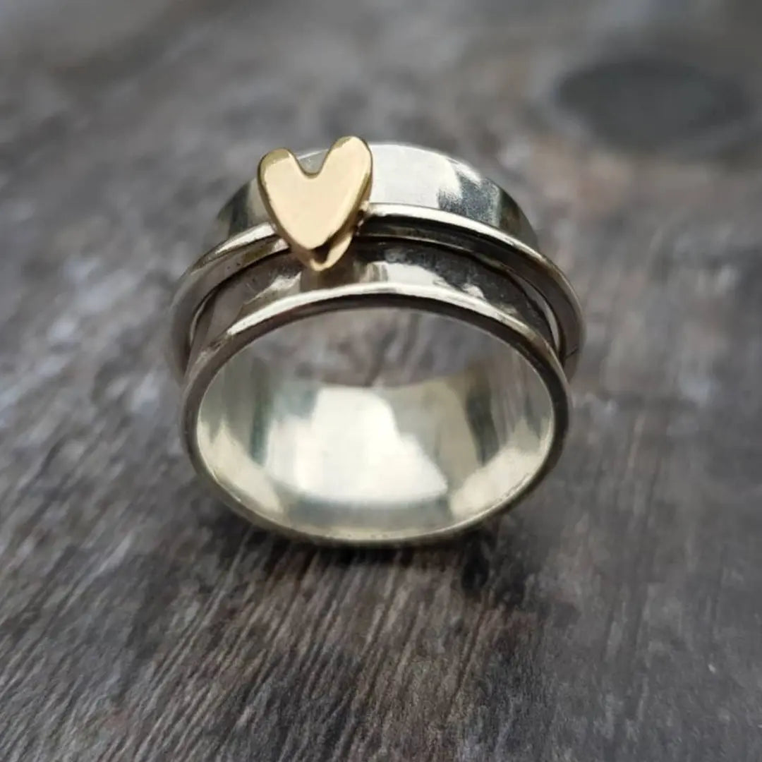 Mireia - Anillo de Plata Corazón Dorado Alba Madrid