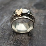 Mireia - Anillo de Plata Corazón Dorado Alba Madrid