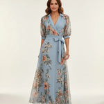 Valeria - Vestido midi con escote en V y diseño floral Alba Madrid
