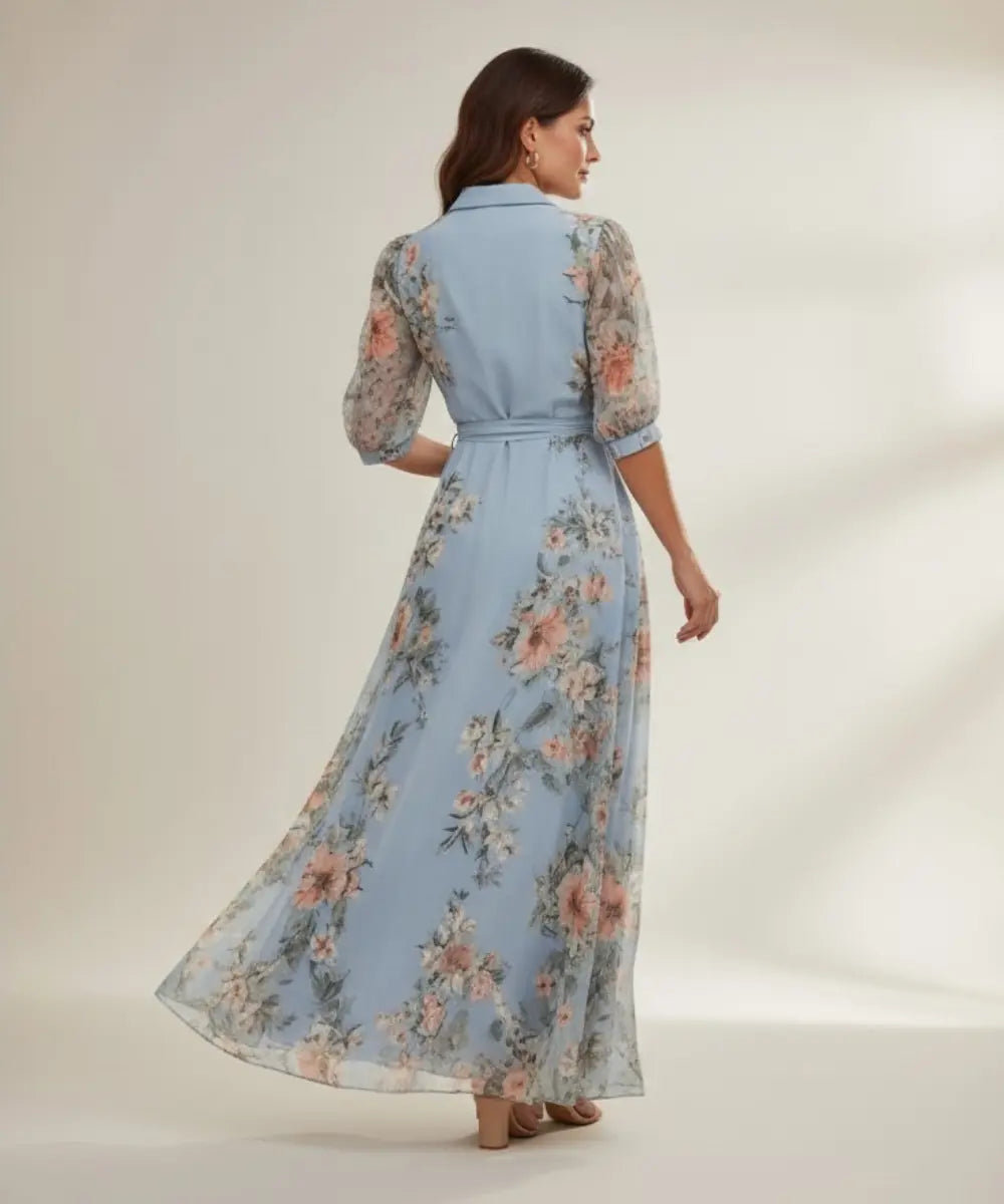 Valeria - Vestido midi con escote en V y diseño floral Alba Madrid
