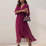 Leticia - Vestido midi con cinturilla de lazo Alba Madrid