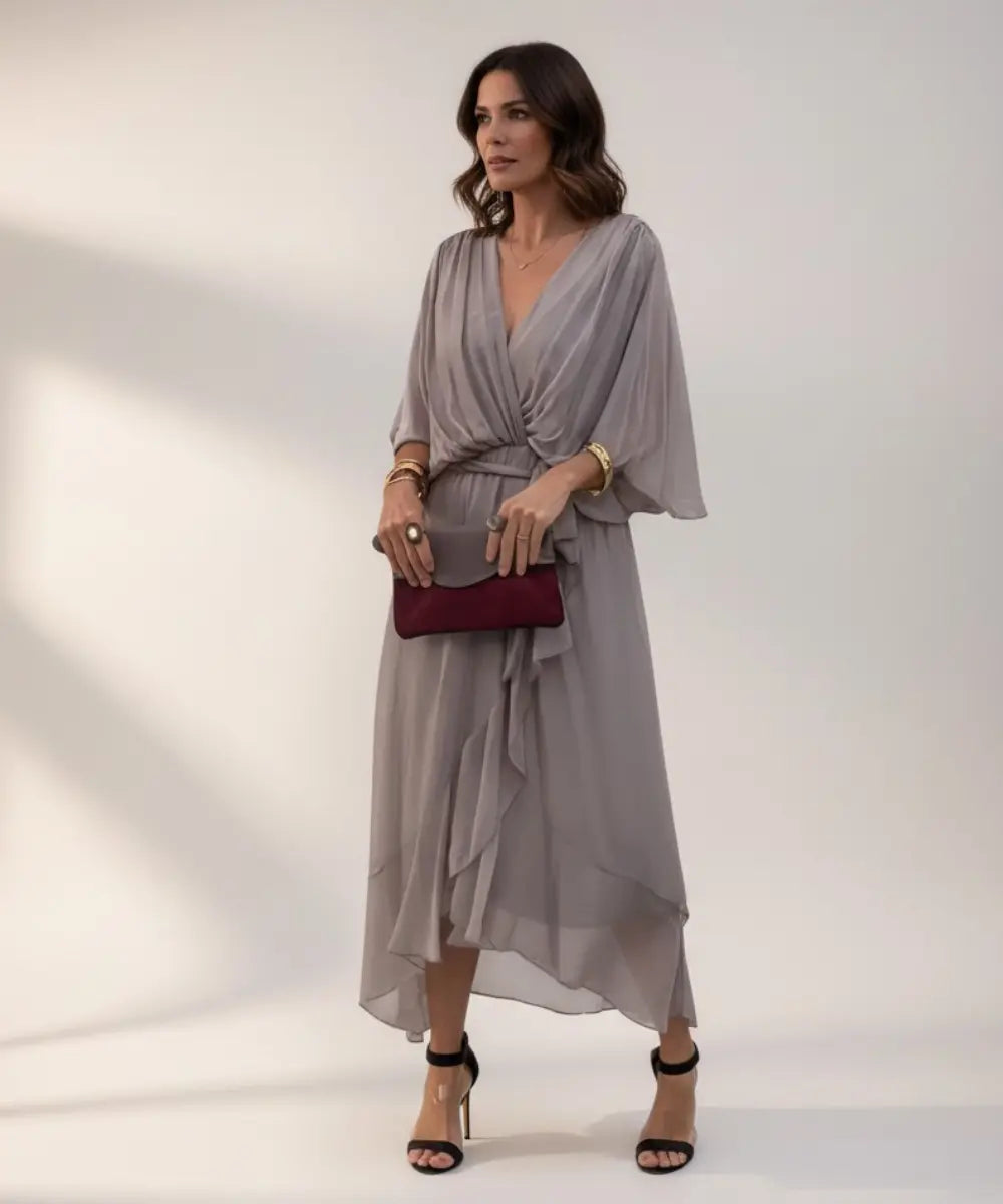 Leticia - Vestido midi con cinturilla de lazo Alba Madrid