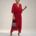 Leticia - Vestido midi con cinturilla de lazo Alba Madrid