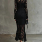 Veronika™ | Maxi Vestido de Encaje Negro Alba Madrid