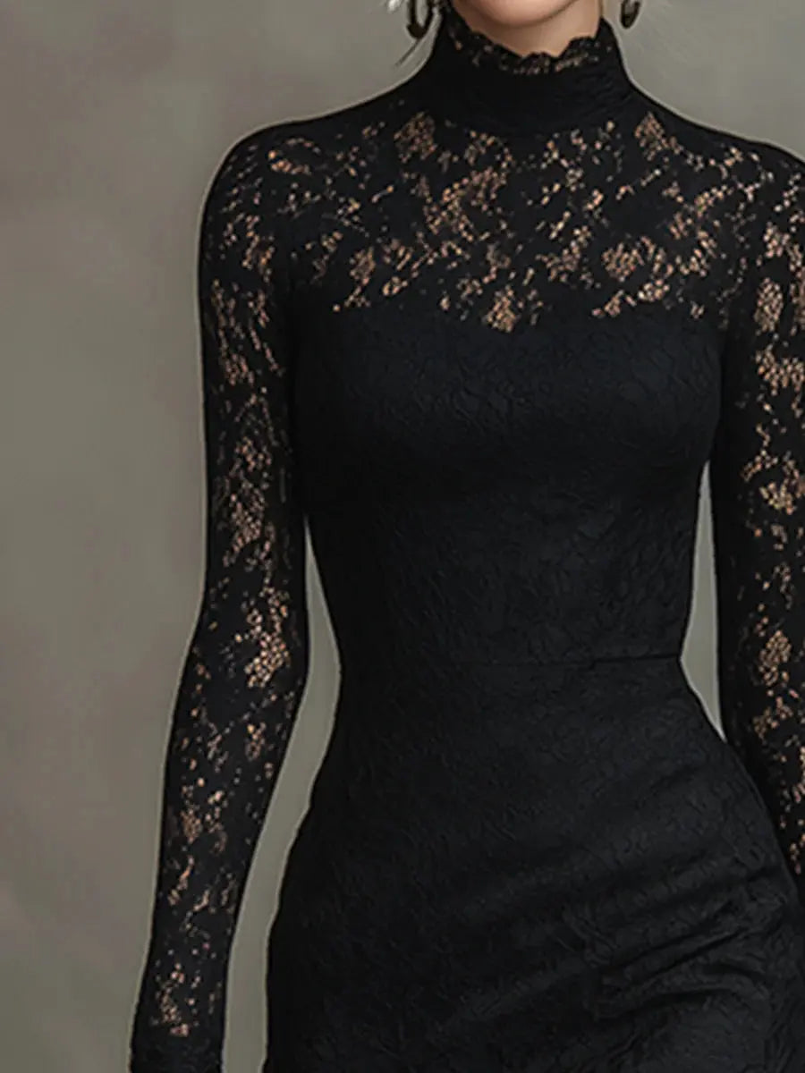 Veronika™ | Maxi Vestido de Encaje Negro Alba Madrid