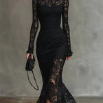 Veronika™ | Maxi Vestido de Encaje Negro Alba Madrid
