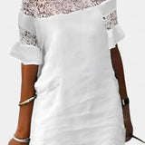 Inés - Vestido de lino casual con encaje y escote barco Alba Madrid