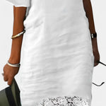 Inés - Vestido de lino casual con encaje y escote barco Alba Madrid