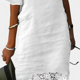 Inés - Vestido de lino casual con encaje y escote barco Alba Madrid