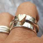 Mireia - Anillo de Plata Corazón Dorado Alba Madrid