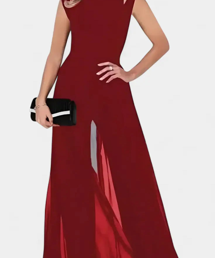 Nadia Mono Elegante sin Mangas con Transparencia Frontal Alba Madrid