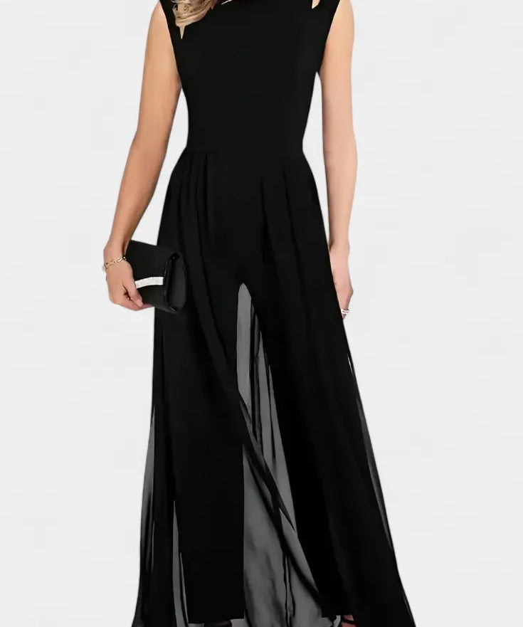 Nadia Mono Elegante sin Mangas con Transparencia Frontal Alba Madrid