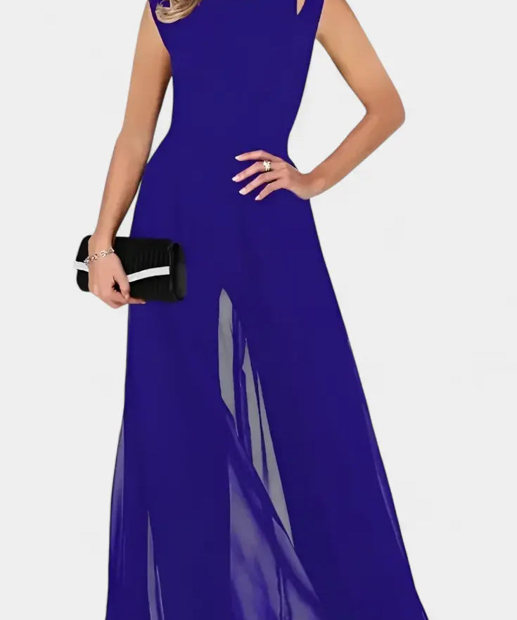 Nadia Mono Elegante sin Mangas con Transparencia Frontal Alba Madrid