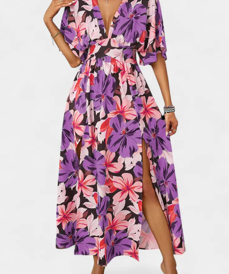 Elena - Vestido Largo Floral con Escote Cruzado Alba Madrid