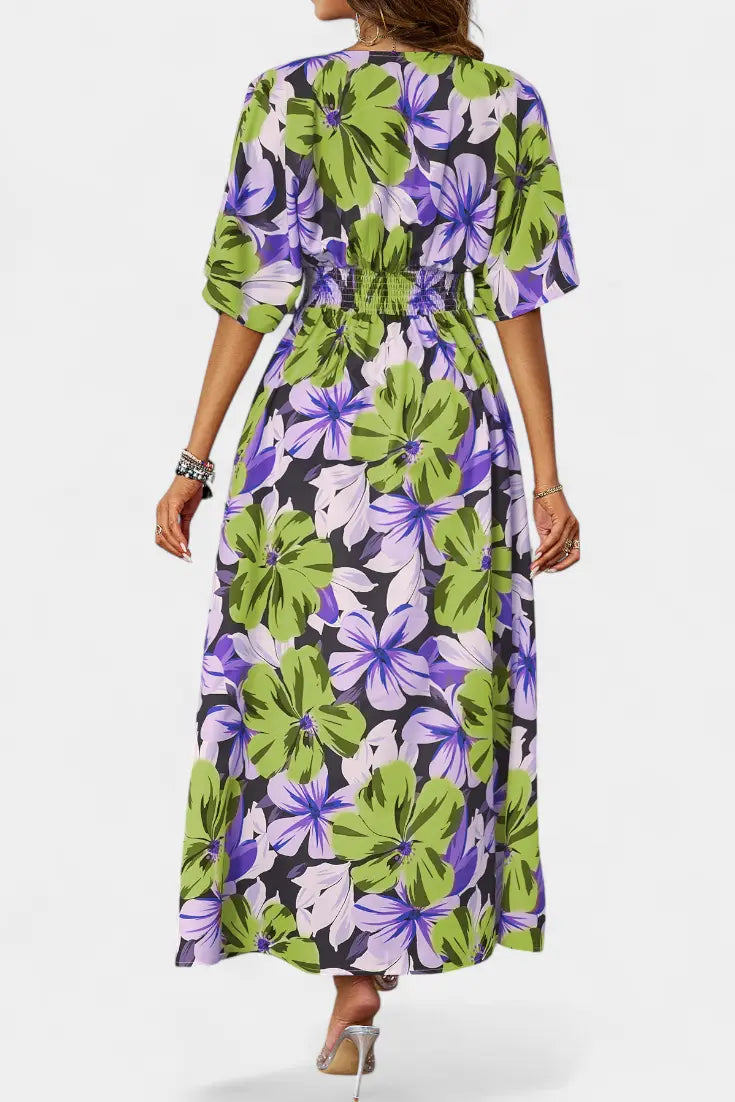 Elena - Vestido Largo Floral con Escote Cruzado Alba Madrid