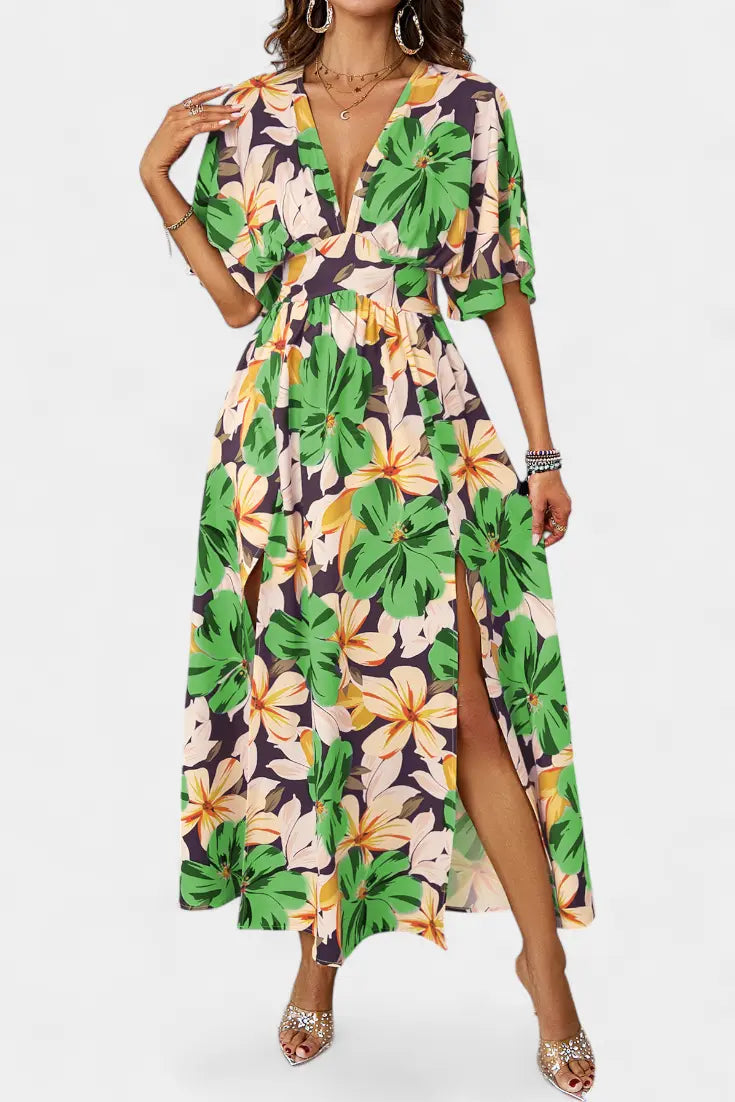 Elena - Vestido Largo Floral con Escote Cruzado Alba Madrid