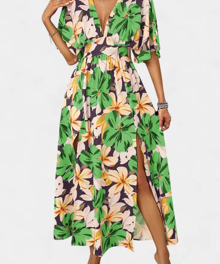 Elena - Vestido Largo Floral con Escote Cruzado Alba Madrid