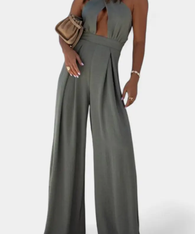 Jessica Mono Halter Cruzado sin Espalda y Pierna Ancha Alba Madrid