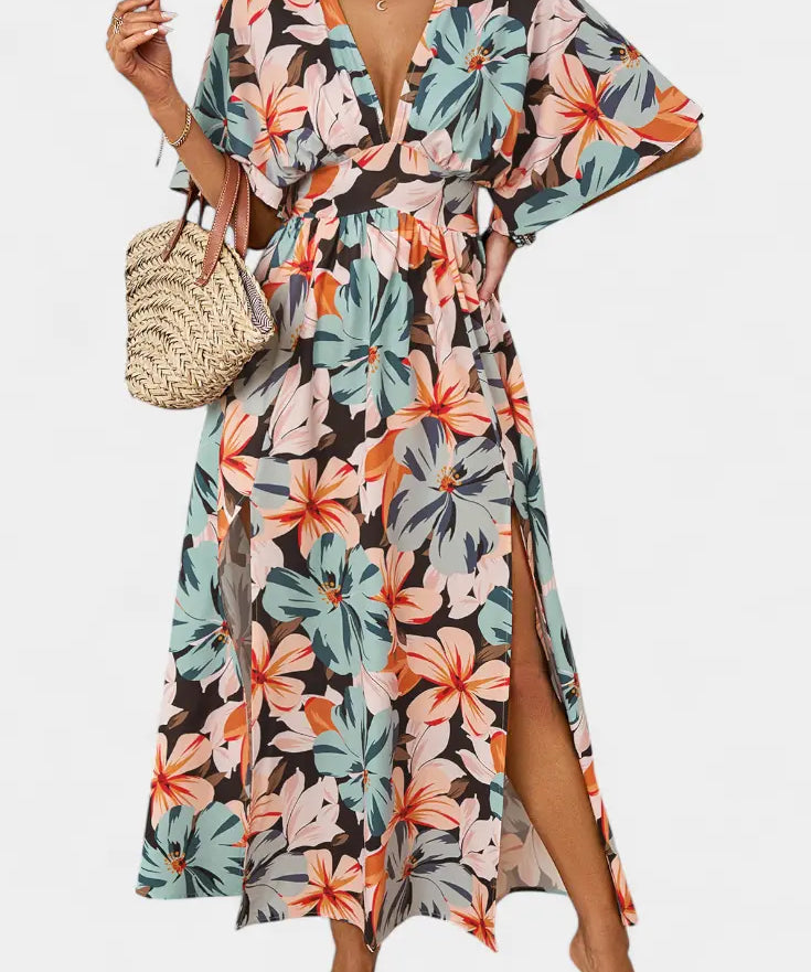 Elena - Vestido Largo Floral con Escote Cruzado Alba Madrid