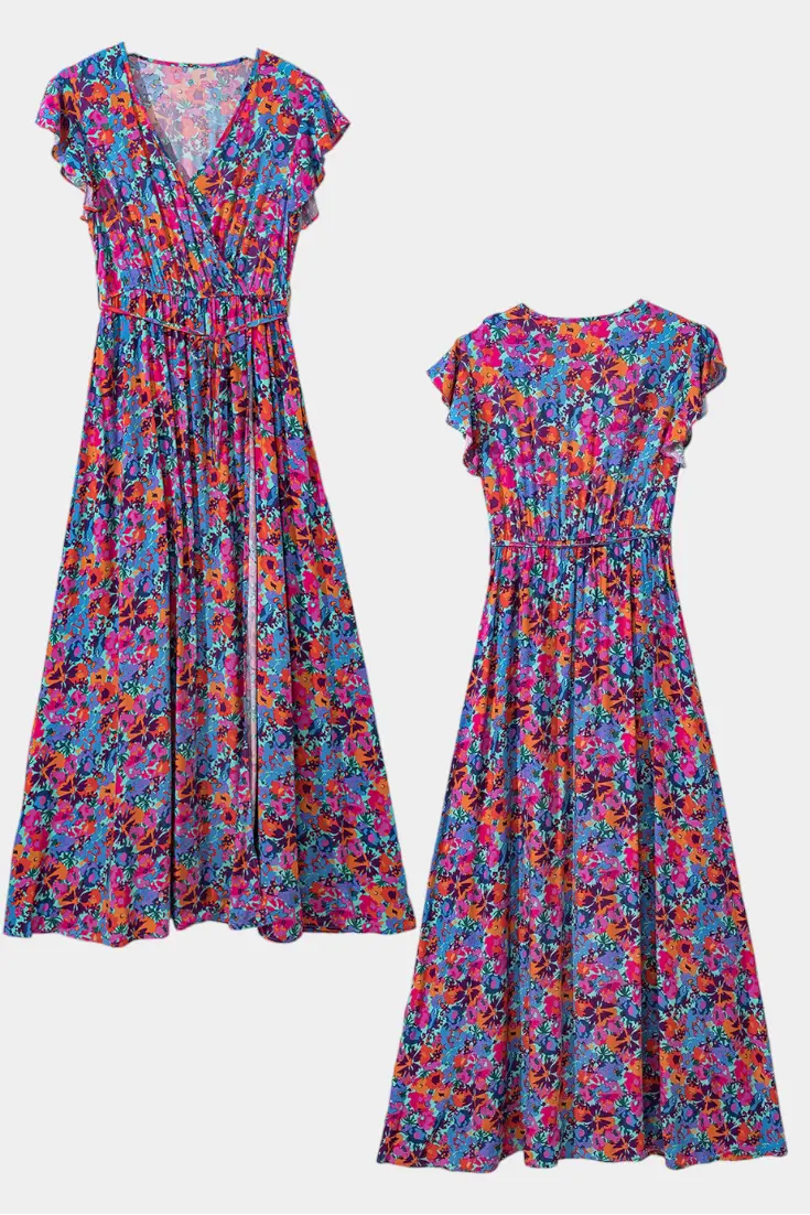 Patricia - Largo vestido cruzado con diseño floral Alba Madrid
