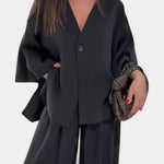 Eli Conjunto Oversize de Top con Cuello en V y Pantalón Recto Alba Madrid