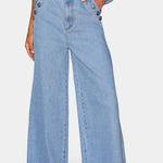Ludovica Conjunto de Denim con Chaleco Ajustado y Jeans de Pierna Ancha Alba Madrid