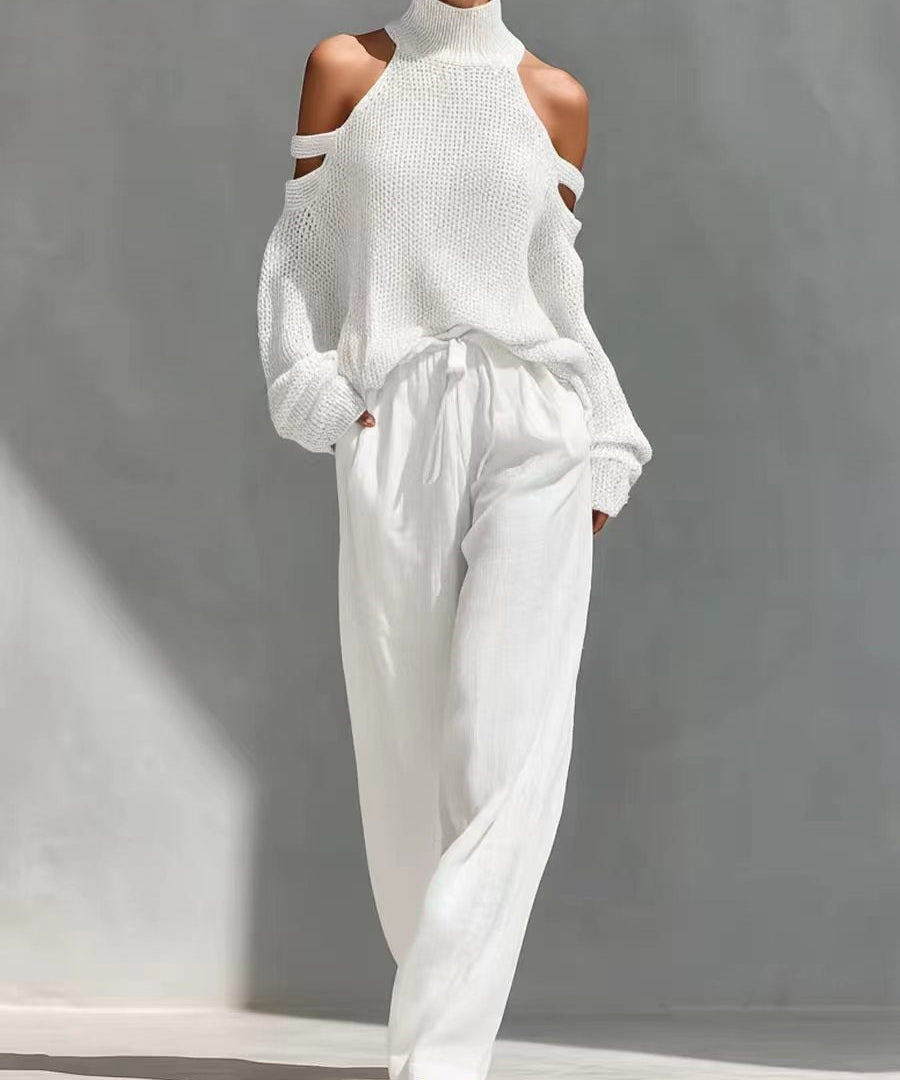 Conjunto de punto y lino a la moda