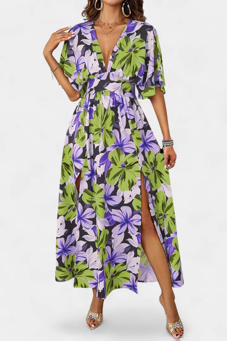 Elena - Vestido Largo Floral con Escote Cruzado Alba Madrid