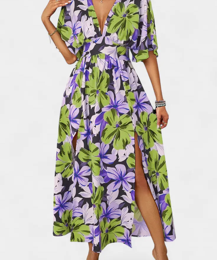 Elena - Vestido Largo Floral con Escote Cruzado Alba Madrid