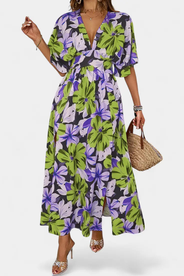 Elena - Vestido Largo Floral con Escote Cruzado Alba Madrid