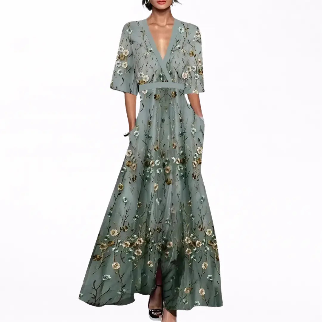 Alma | Vestido Largo Elegante con Flores Alba Madrid