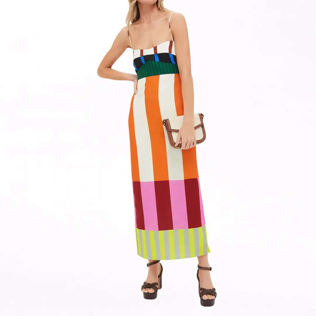 Paloma | Maxi Vestido Colorido a Rayas Alba Madrid