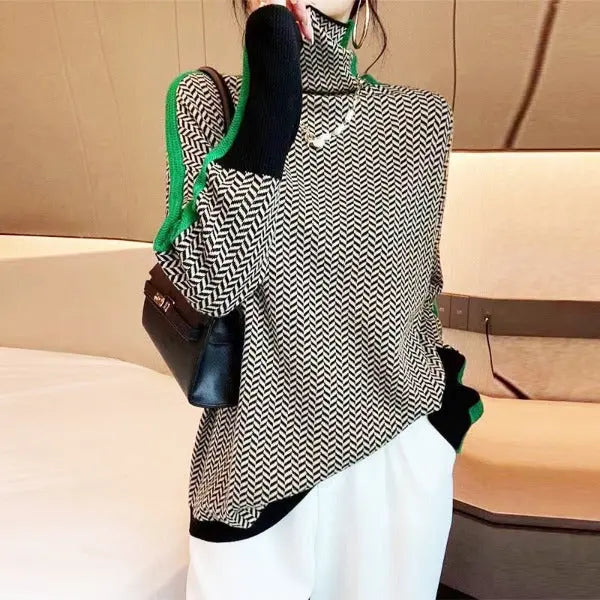 Beatriz | Suéter de cuello alto con rayas contrastantes llamativas Alba Madrid