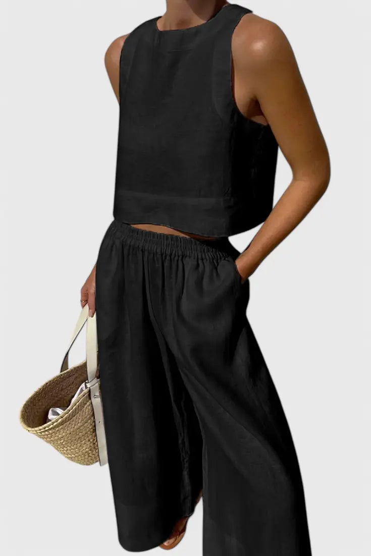 Avelina Conjunto Minimalista en Algodón y Lino Ligero Alba Madrid