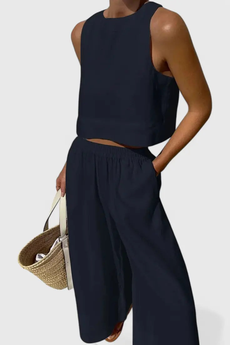 Avelina Conjunto Minimalista en Algodón y Lino Ligero Alba Madrid