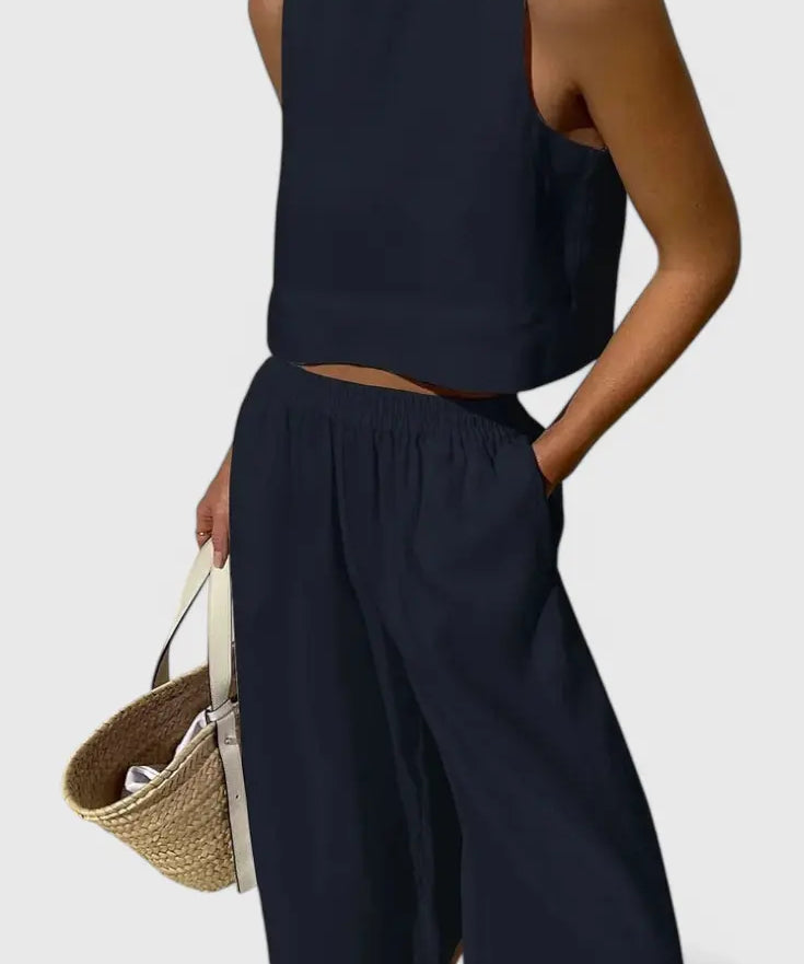 Avelina Conjunto Minimalista en Algodón y Lino Ligero Alba Madrid