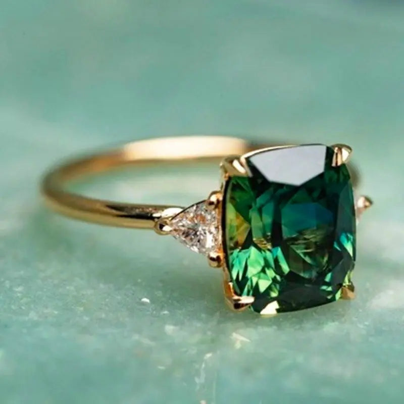 Maricela - Anillo de zirconia verde en oro Alba Madrid