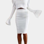 Minerva Conjunto Elegante de Top con Encaje y Falda de Cintura Alta Alba Madrid