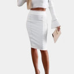 Minerva Conjunto Elegante de Top con Encaje y Falda de Cintura Alta Alba Madrid