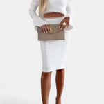 Minerva Conjunto Elegante de Top con Encaje y Falda de Cintura Alta Alba Madrid