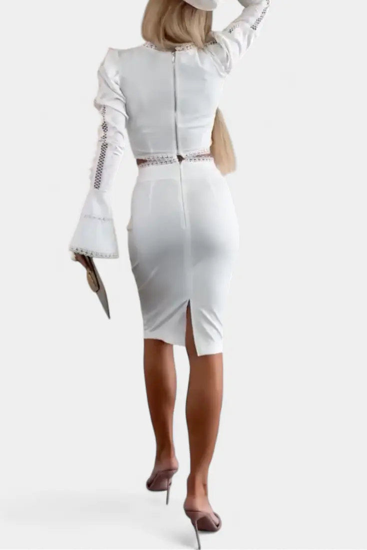 Minerva Conjunto Elegante de Top con Encaje y Falda de Cintura Alta Alba Madrid