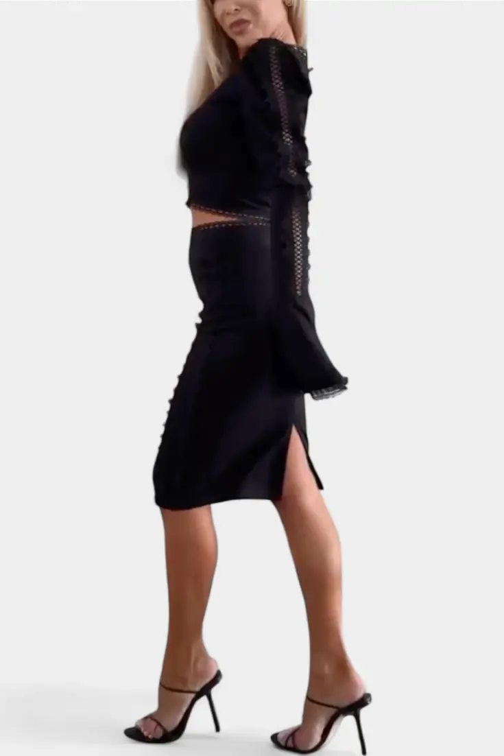 Minerva Conjunto Elegante de Top con Encaje y Falda de Cintura Alta Alba Madrid