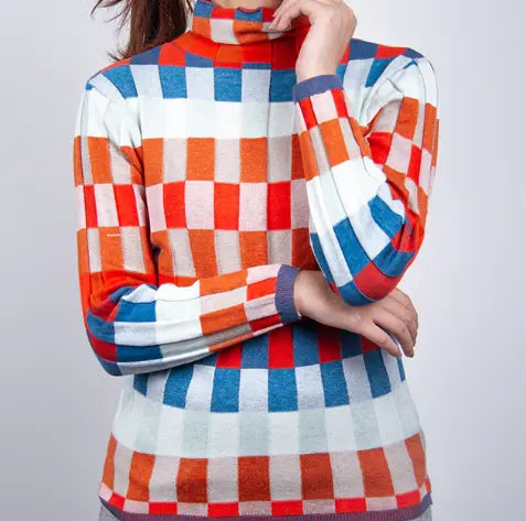 Erika - Suéter de Cuello Alto Patchwork Alba Madrid
