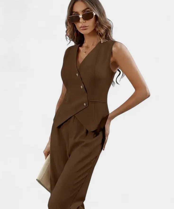Heskia | Conjunto de Chaleco Sin Mangas y Pantalones de Pierna Ancha Alba Madrid