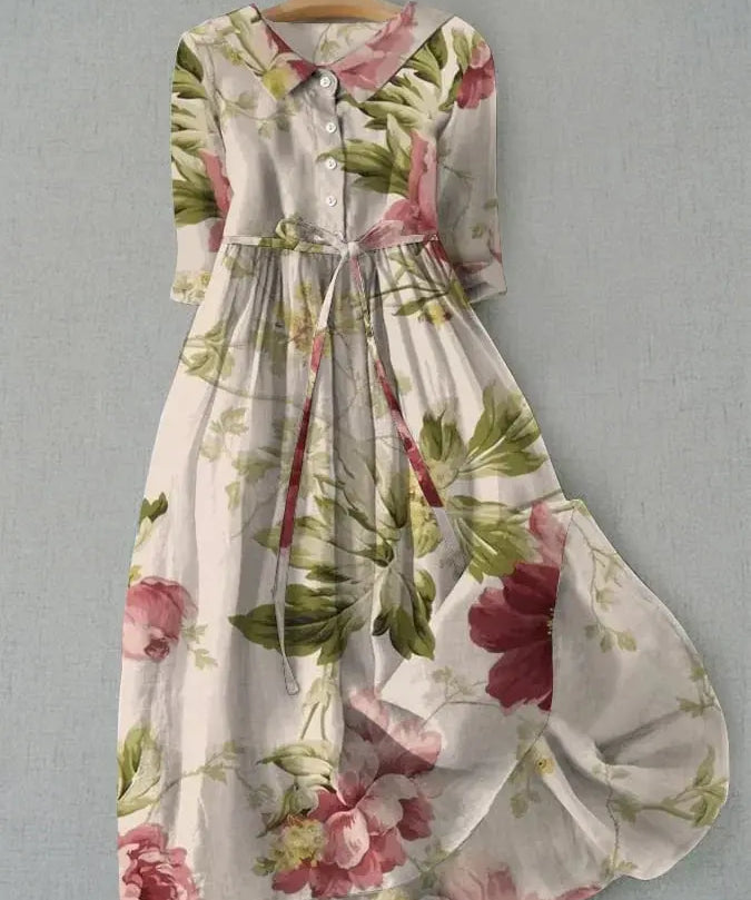 Elena | Vestido Floral con Cordones y Cintura Vintage Alba Madrid