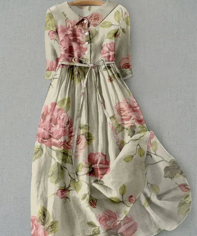 Lucía | Vestido Vintage con Cordones y Estampado Floral Alba Madrid