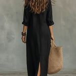 Carmen | Vestido maxi negro holgado con botones Alba Madrid