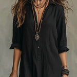 Carmen | Vestido maxi negro holgado con botones Alba Madrid